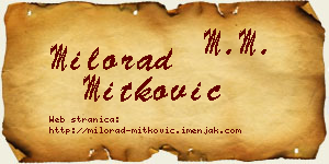 Milorad Mitković vizit kartica